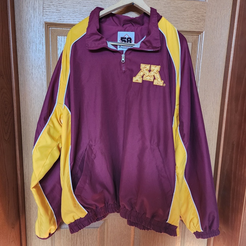 Vintage Minnesota Golden Gophers Windbreaker XXL‎ Pullover Jacket Quarter Zip